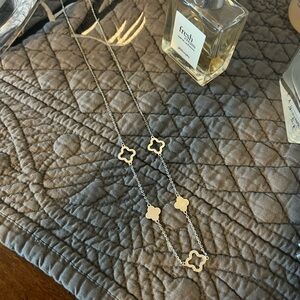 Macy's 14k White Gold Clover Link Station Necklace - 14k Gorgeous! Retail $720